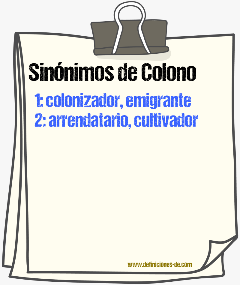 Sinnimos de colono