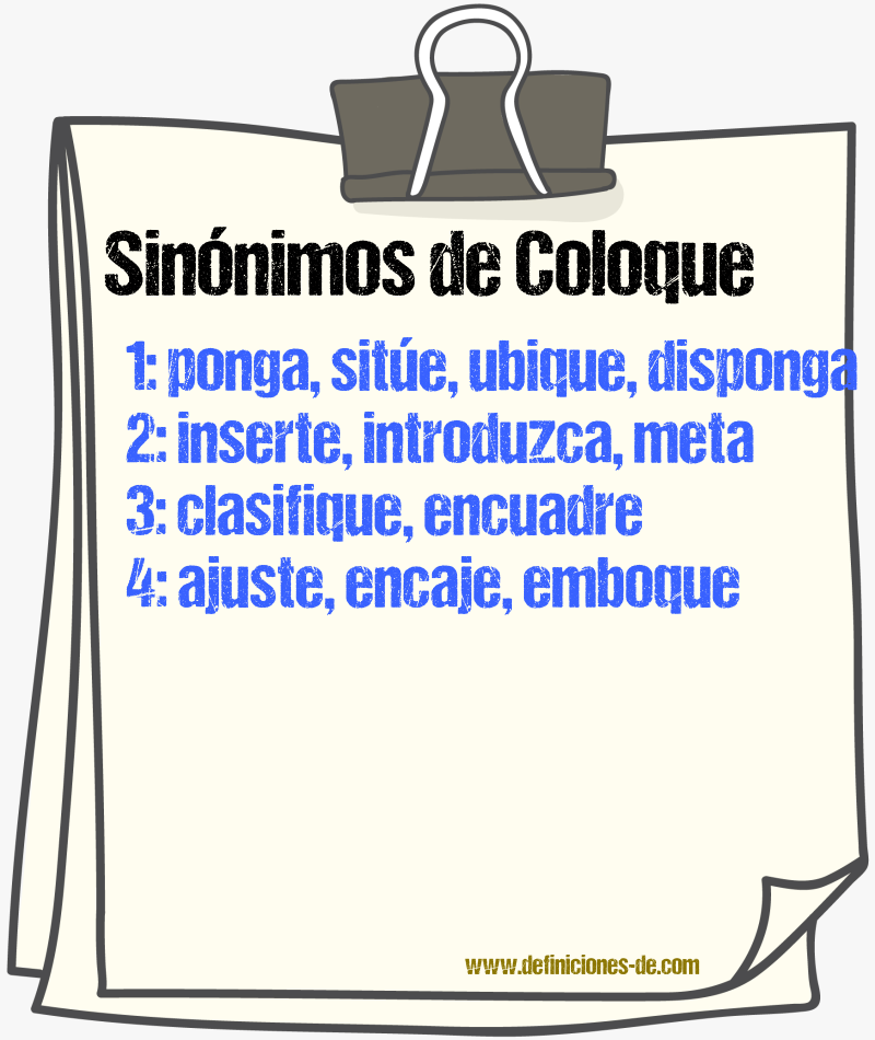 Sinónimos de coloque