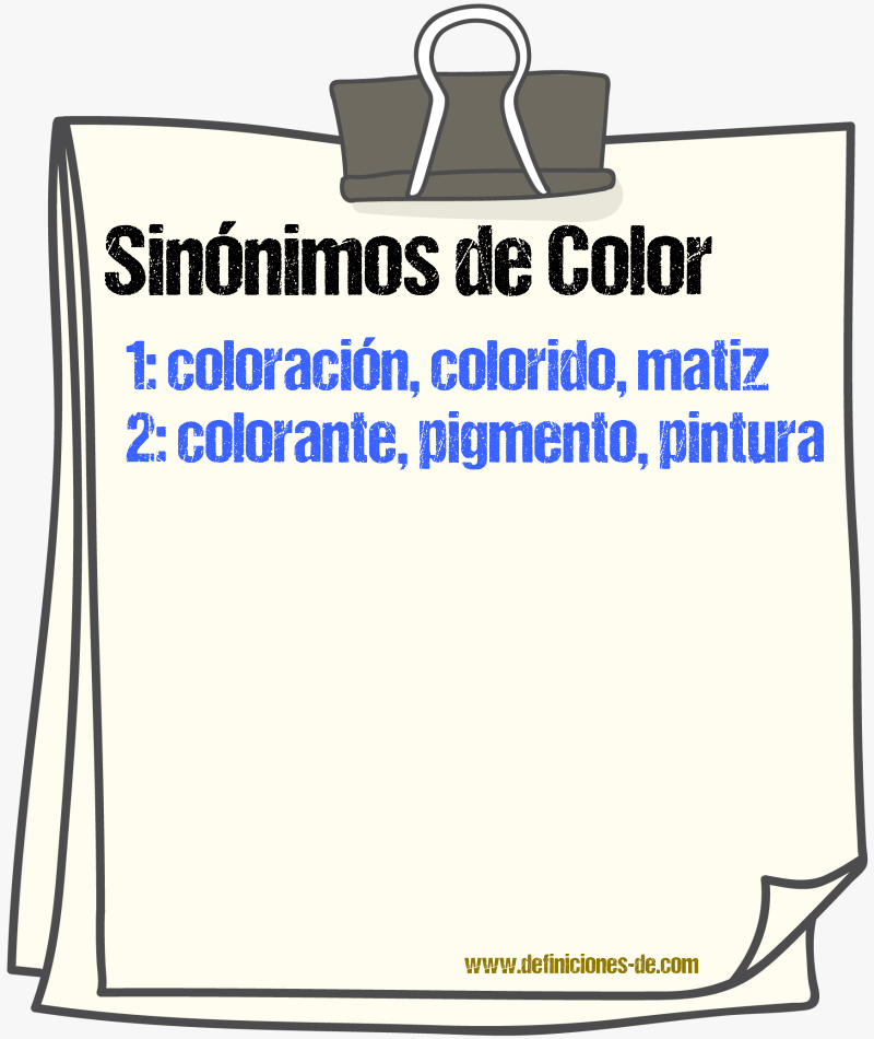 Sinnimos de color