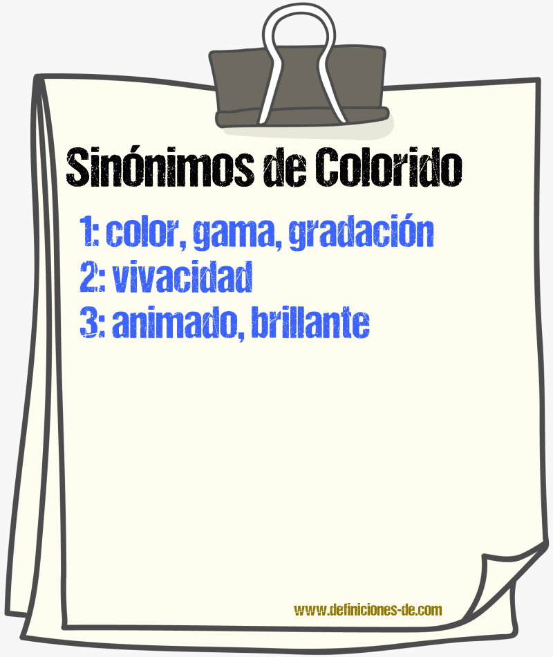 Sinnimos de colorido