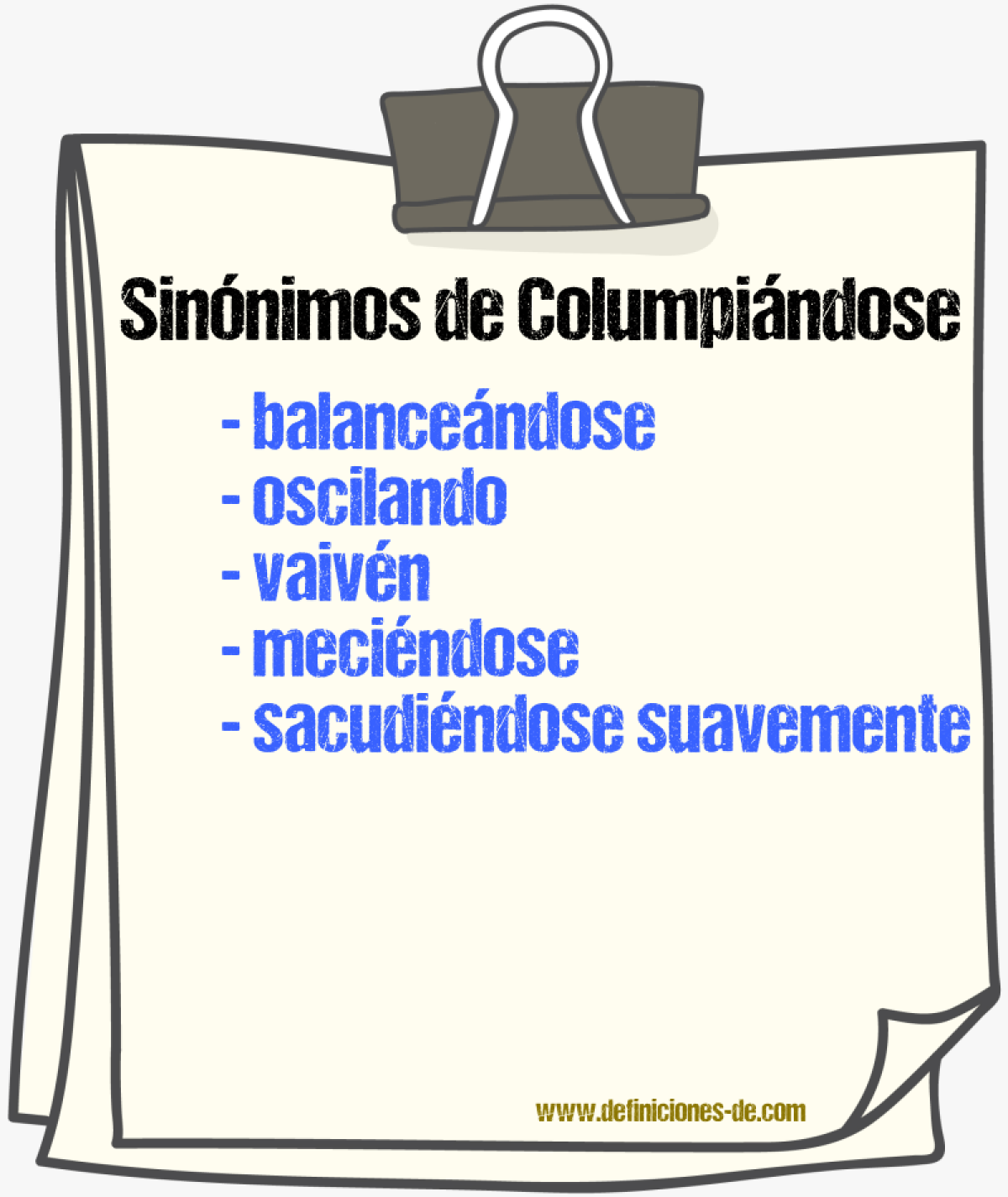 Sinónimos de columpiándose