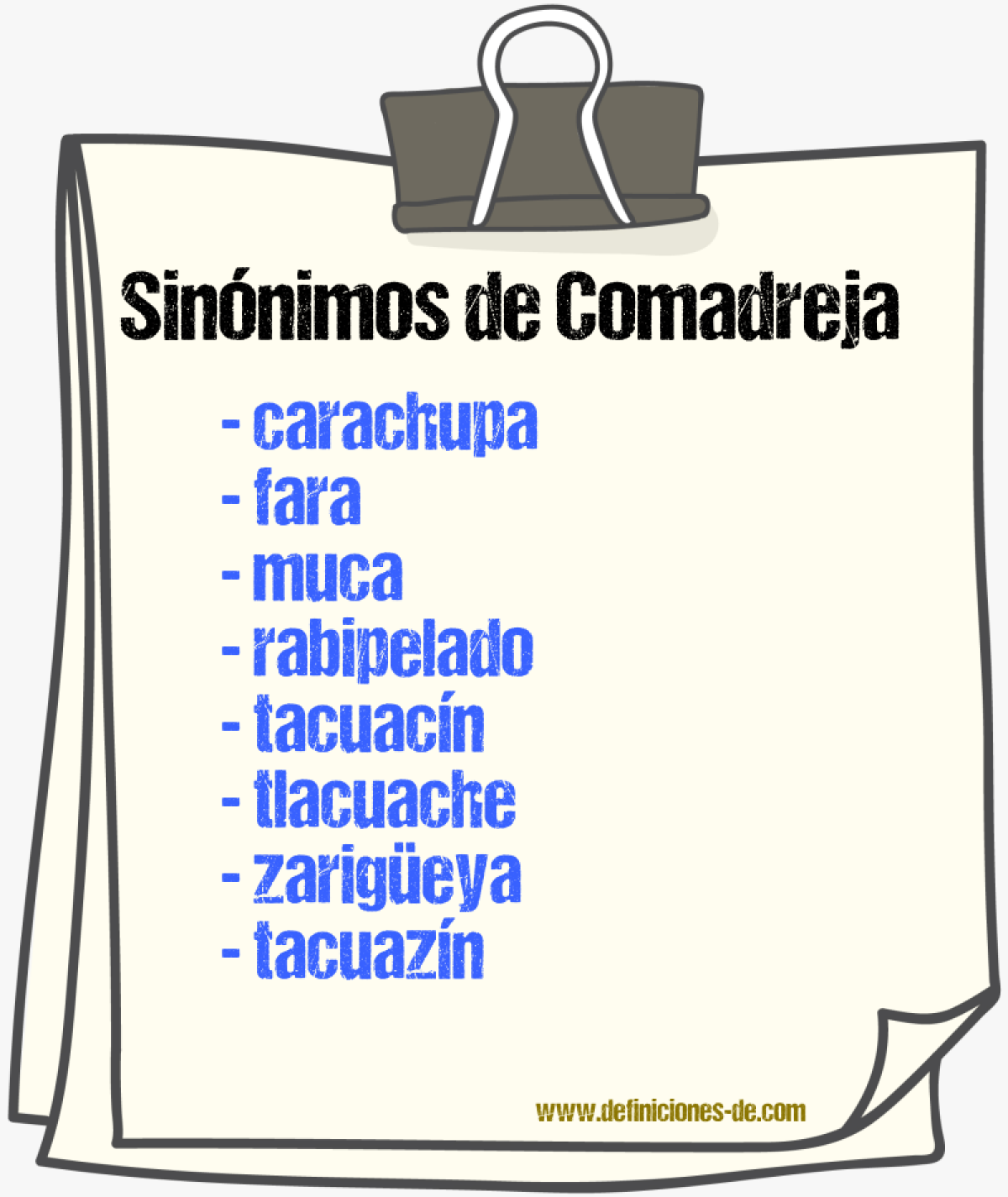 Sinnimos de comadreja