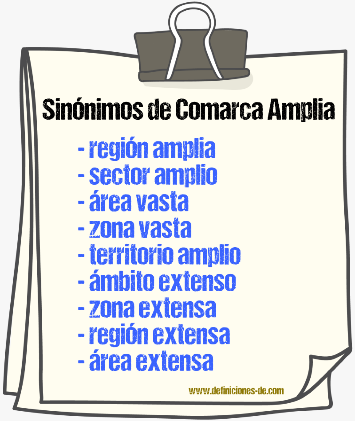 Sinónimos de comarca amplia
