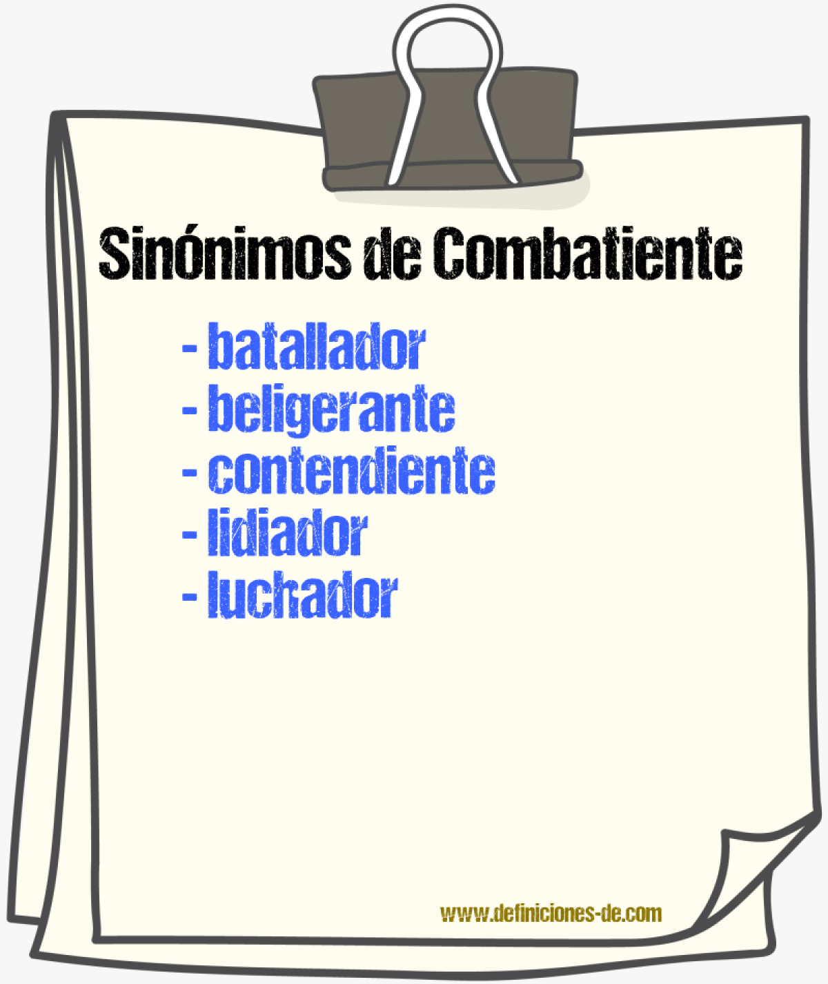 Sinnimos de combatiente