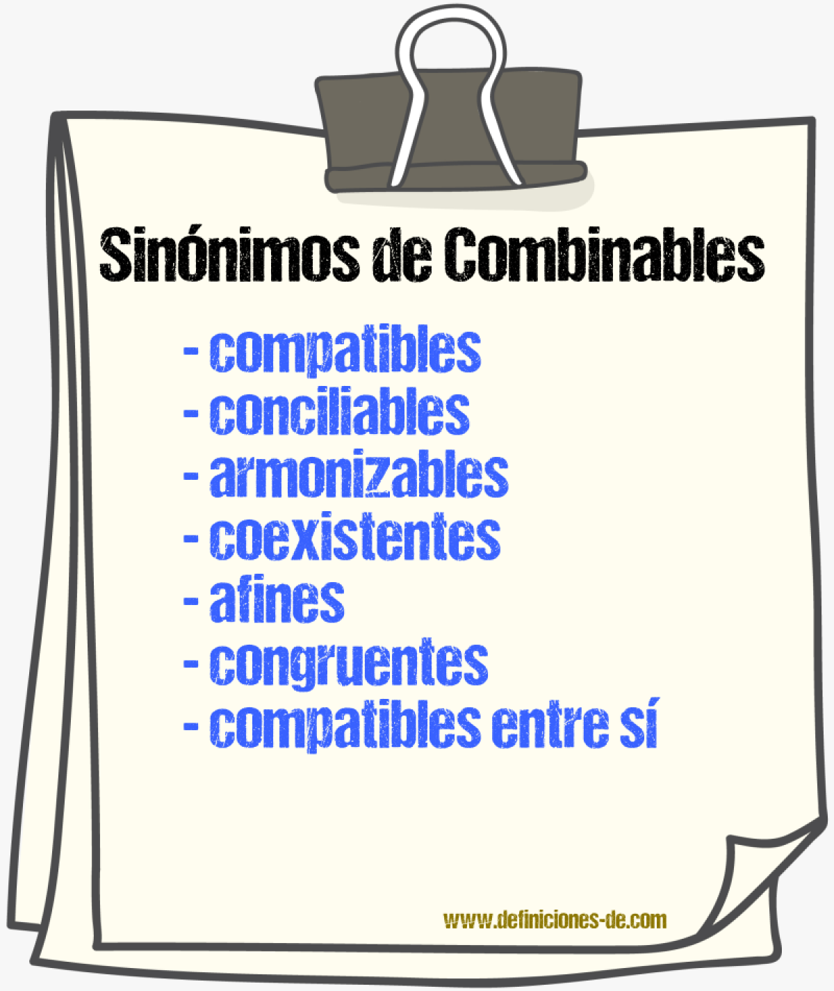 Sinónimos de combinables