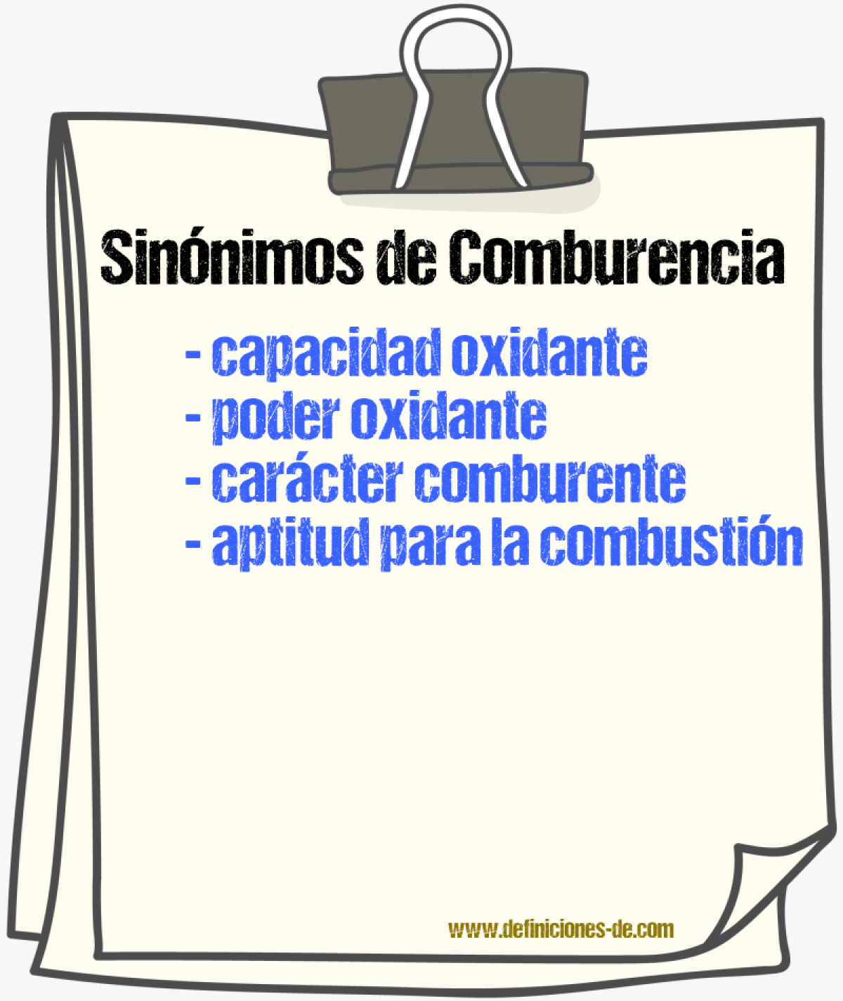 Sinónimos de comburencia