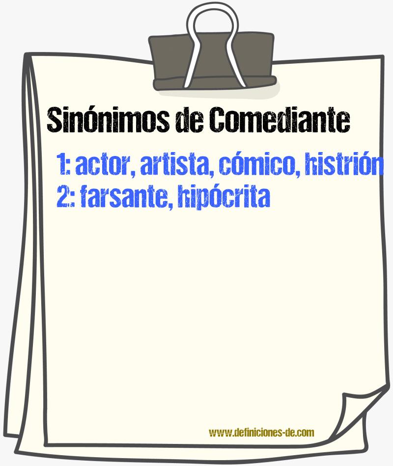 Sinnimos de comediante