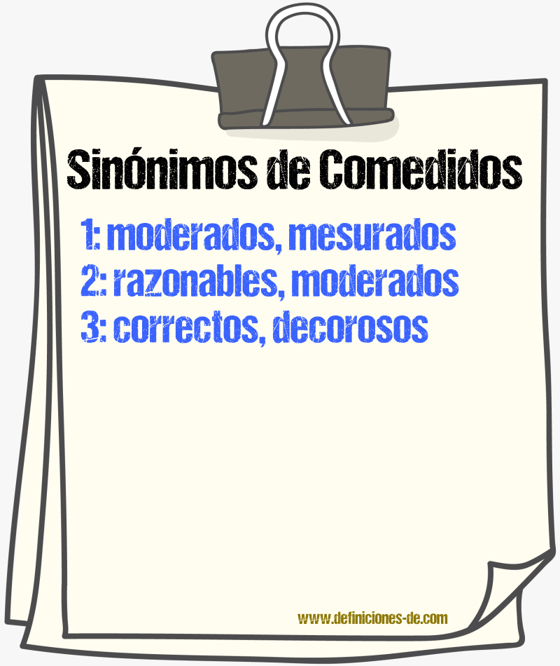 Sinónimos de comedidos