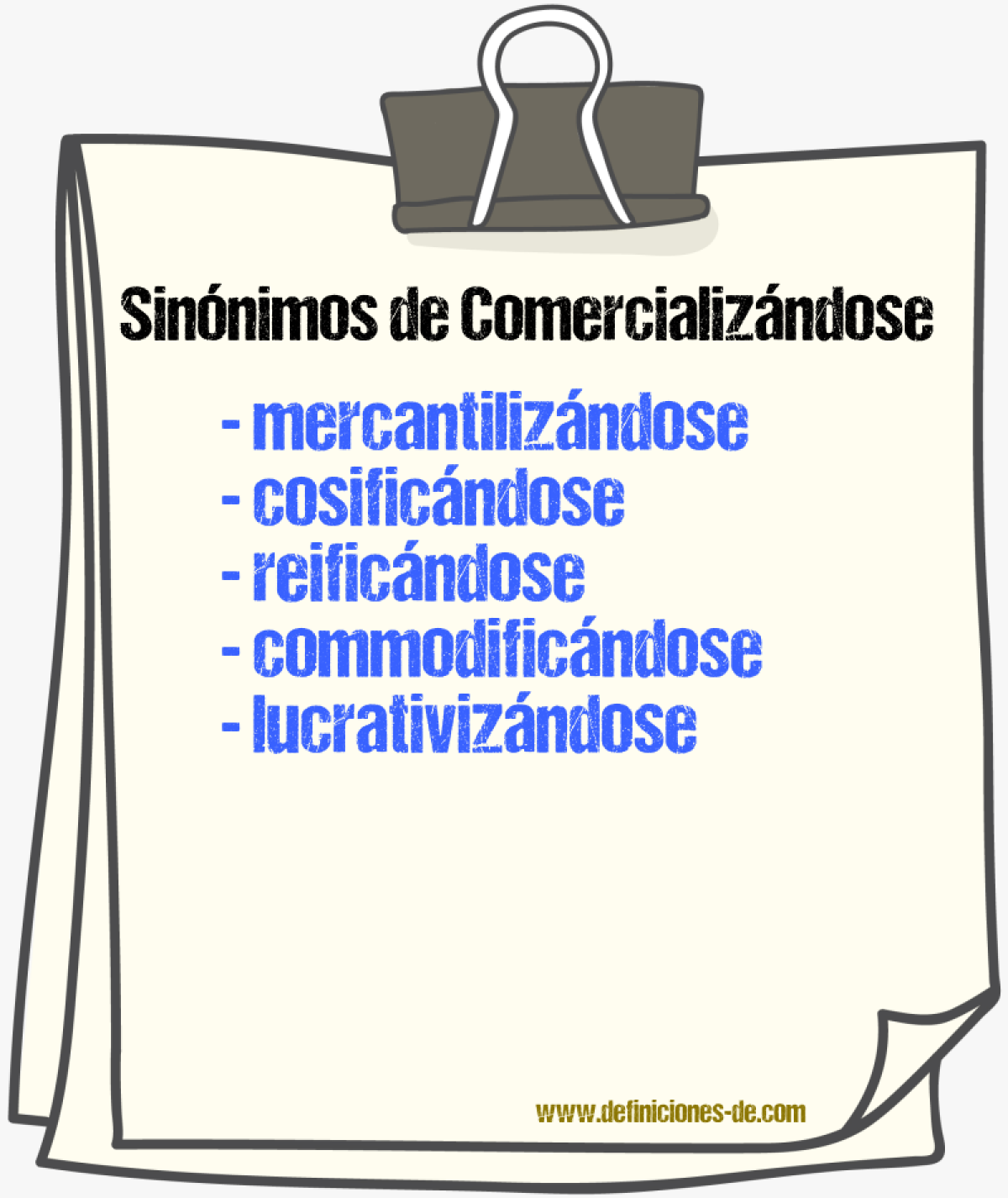 Sinónimos de comercializándose