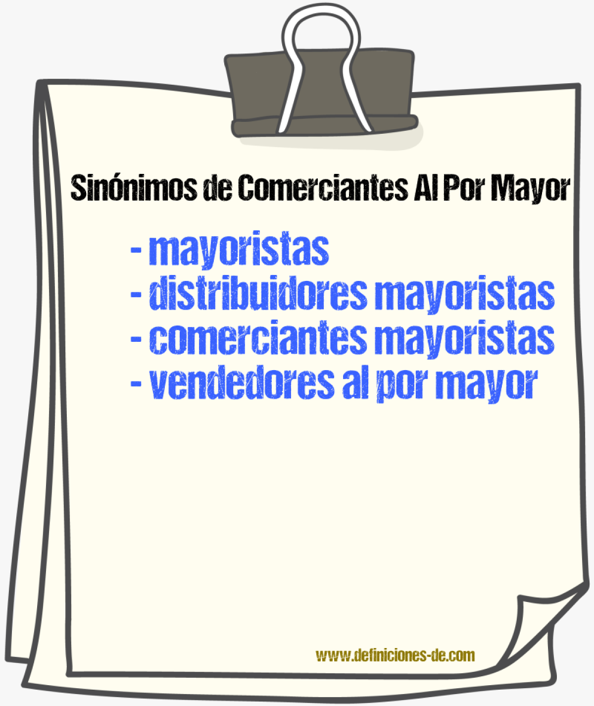 Sinónimos de comerciantes al por mayor