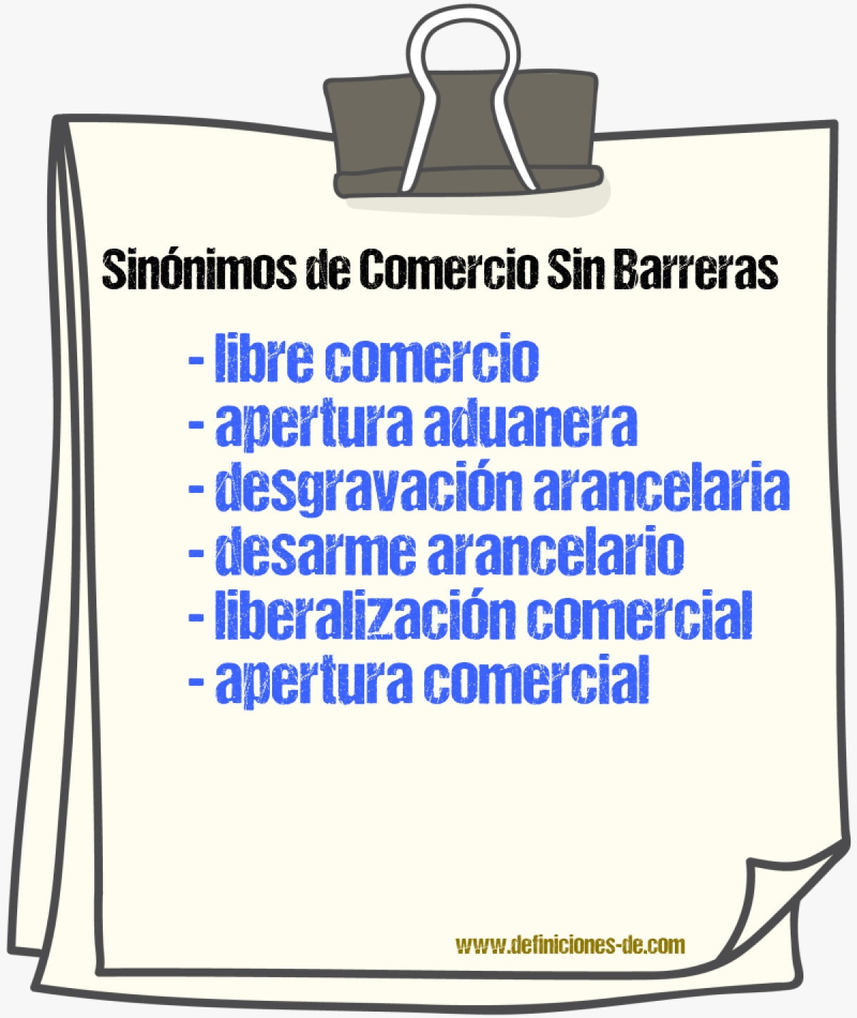 Sinónimos de comercio sin barreras