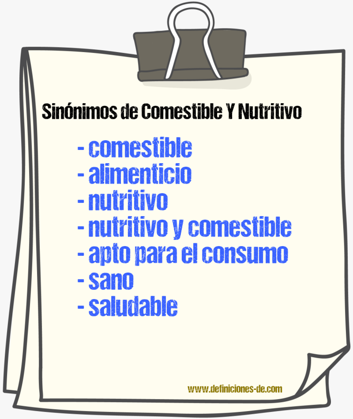 Sinónimos de comestible y nutritivo