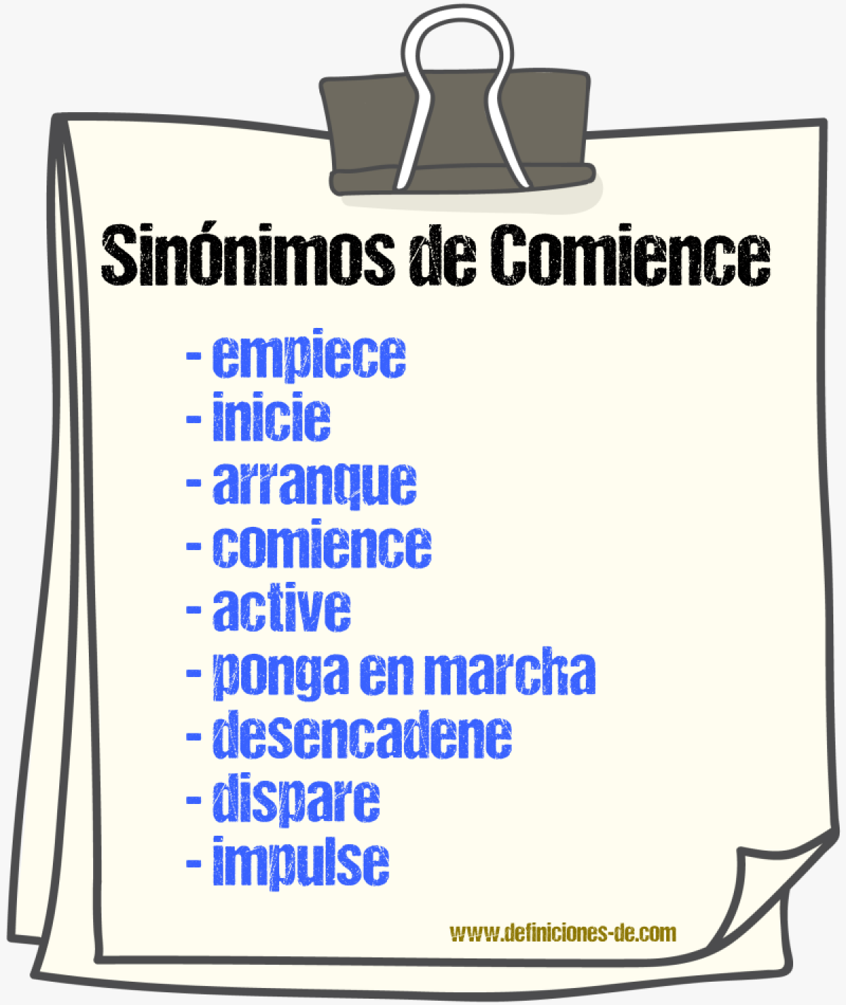 Sinónimos de comience