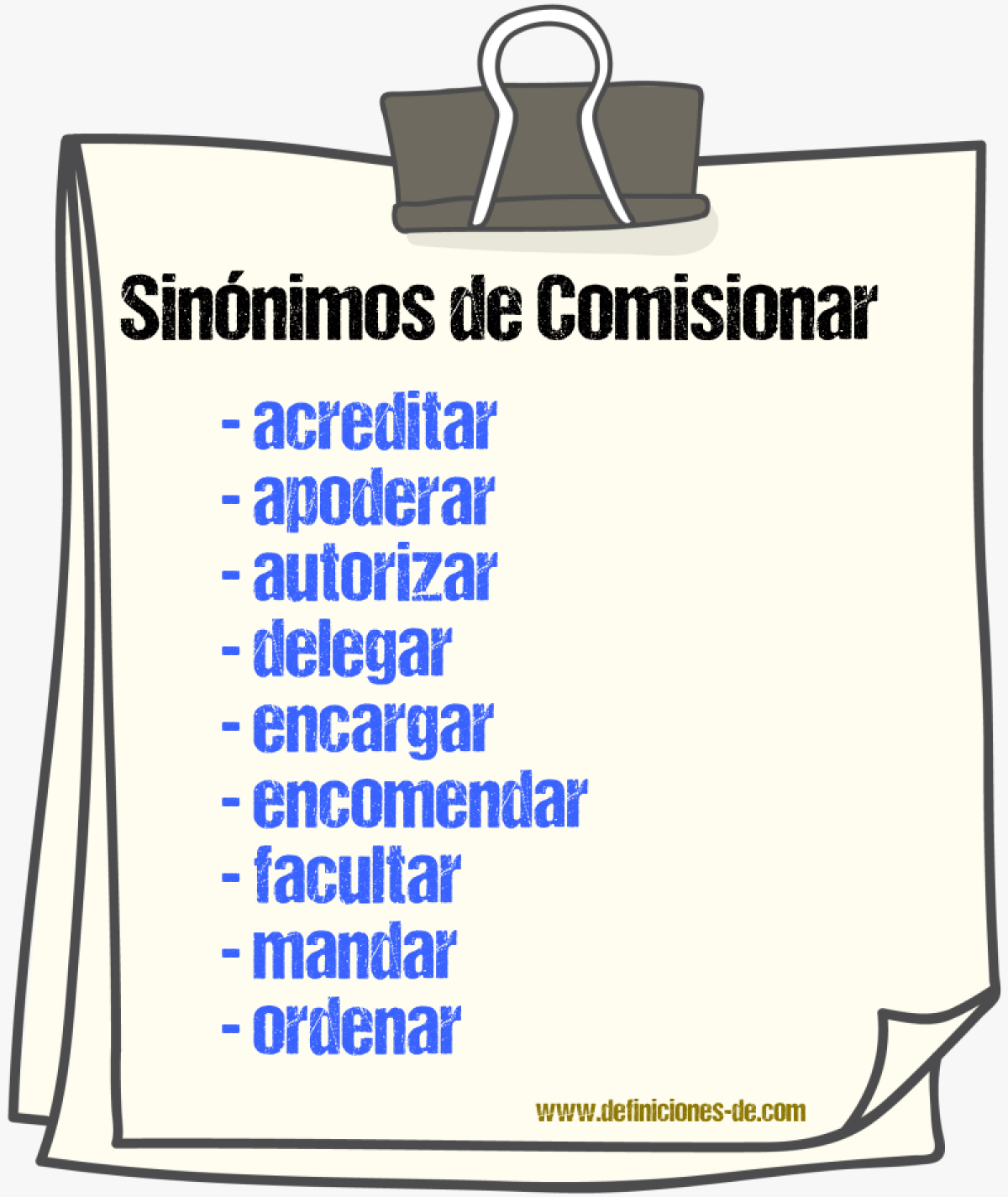 Sinnimos de comisionar