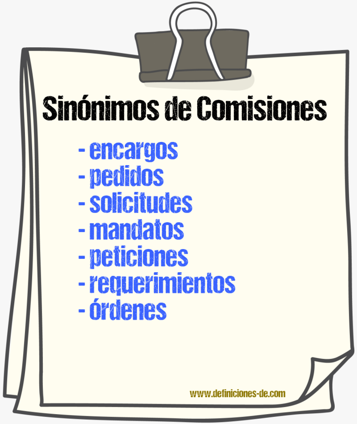 Sinónimos de comisiones