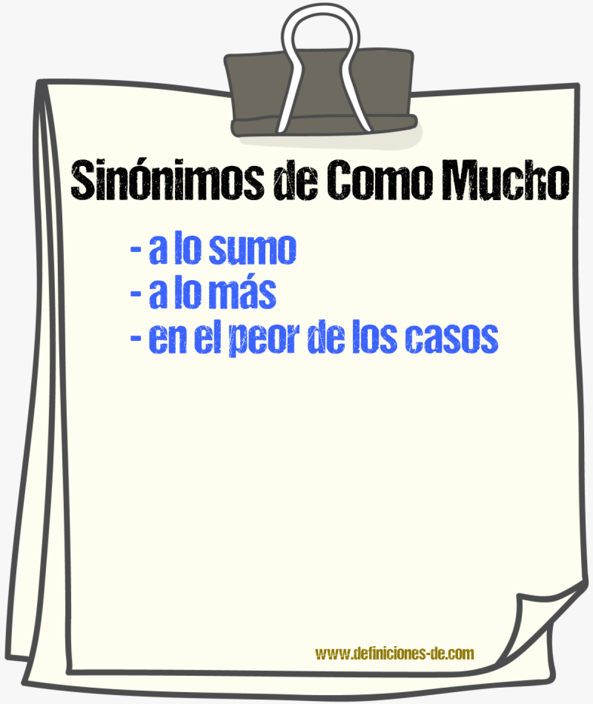Sinónimos de como mucho
