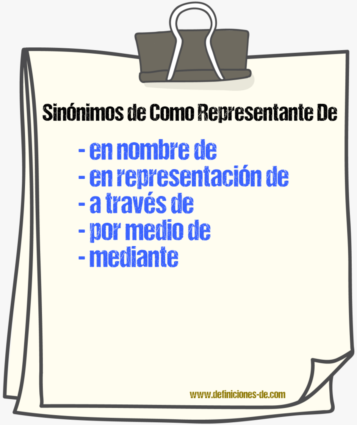 Sinónimos de como representante de