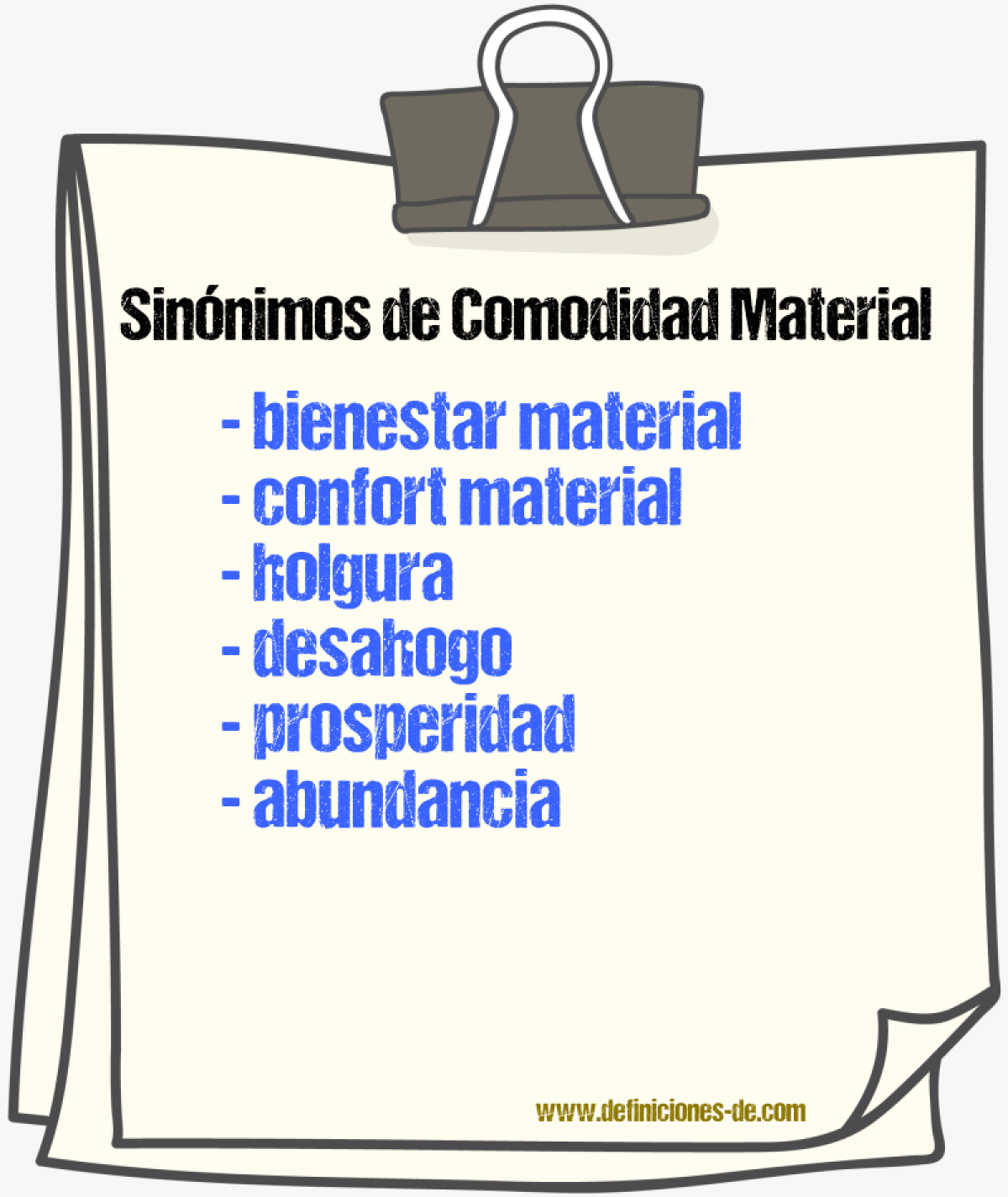Sinónimos de comodidad material