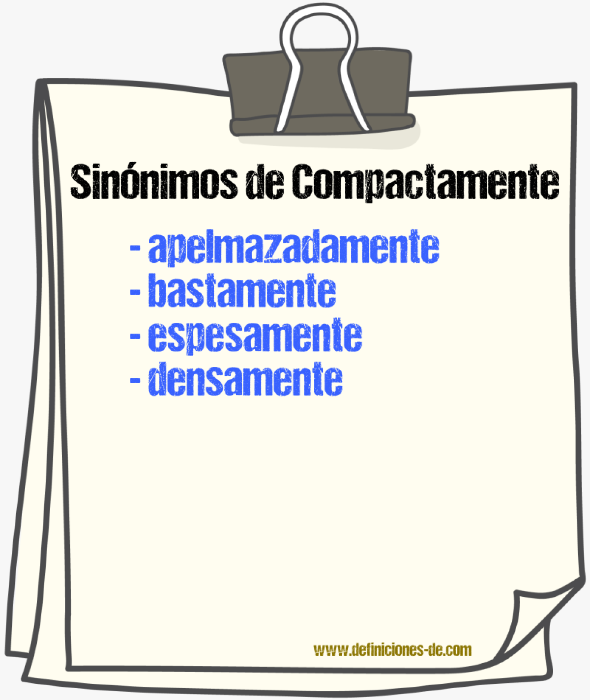 Sinnimos de compactamente