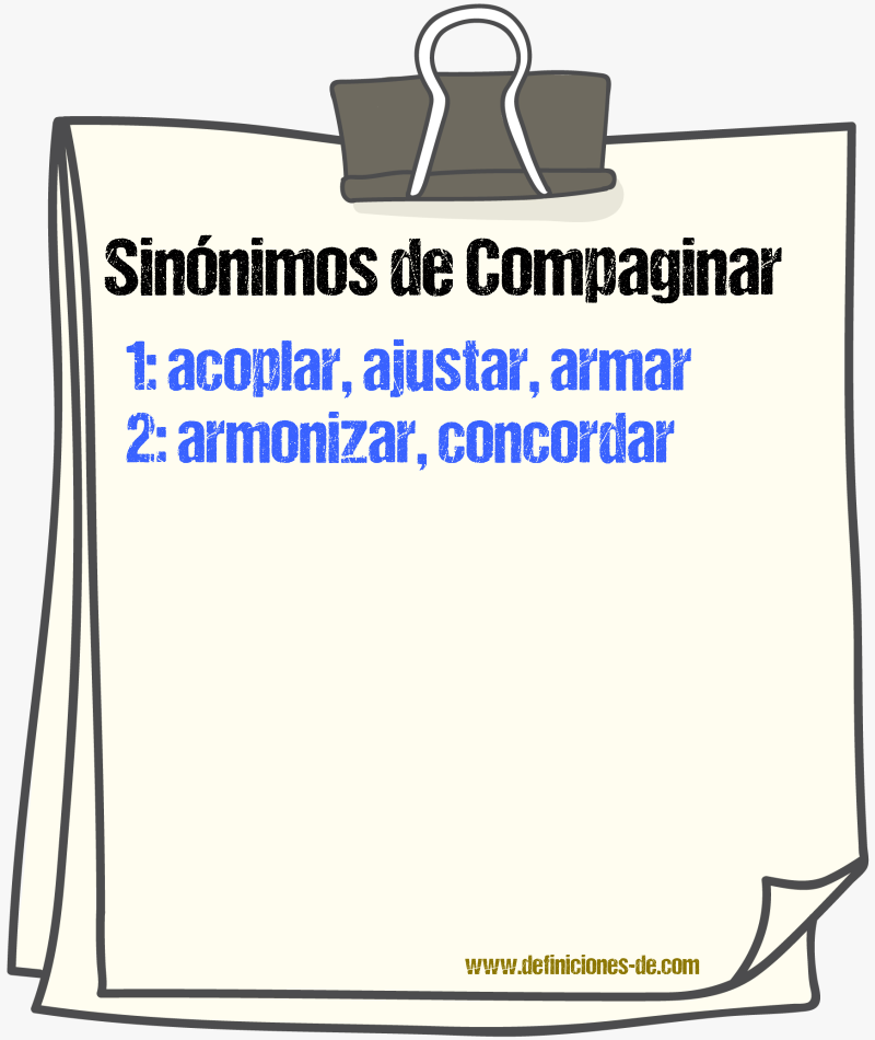 Sinnimos de compaginar