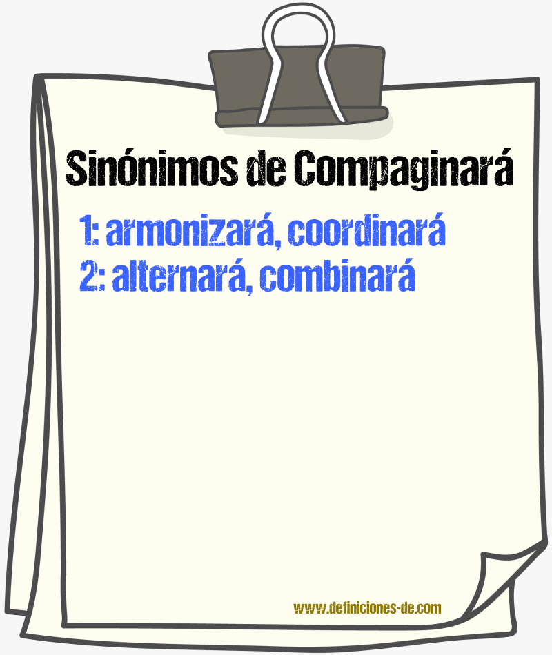 Sinónimos de compaginará
