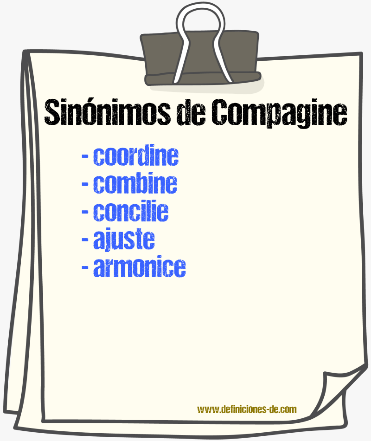 Sinónimos de compagine