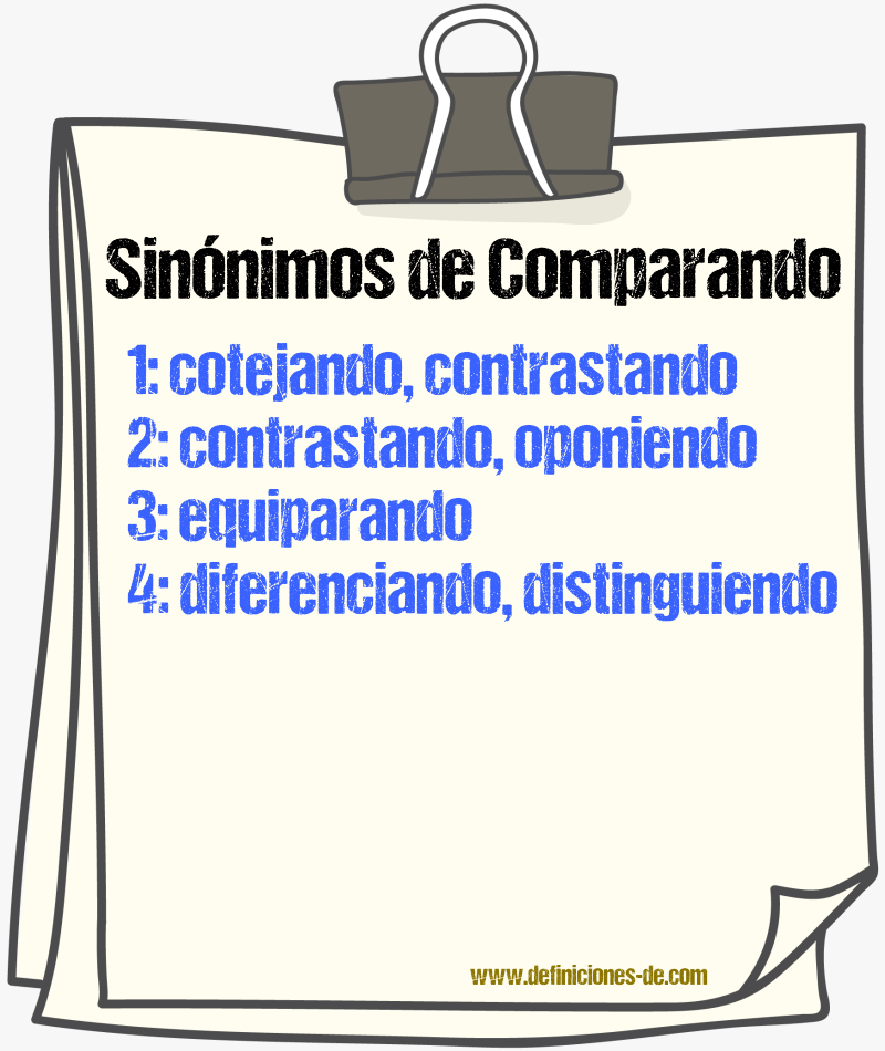 Sinónimos de comparando
