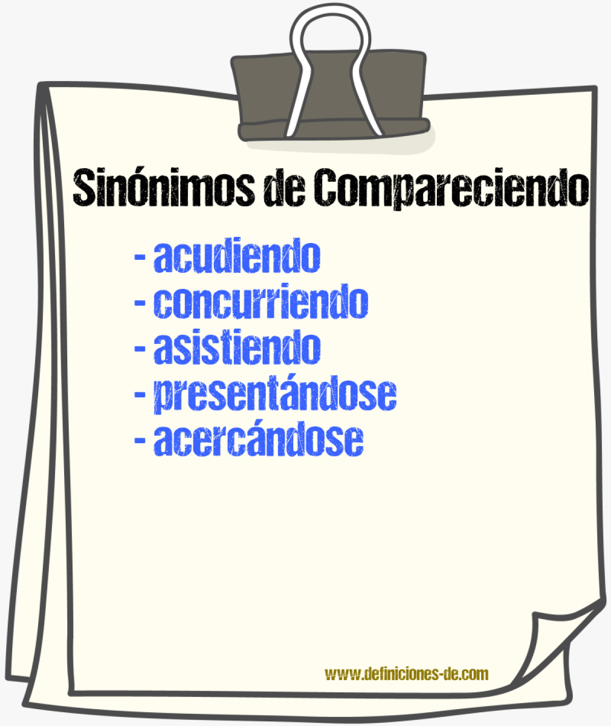 Sinónimos de compareciendo