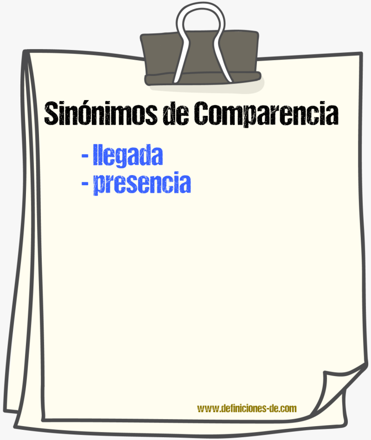 Sinnimos de comparencia