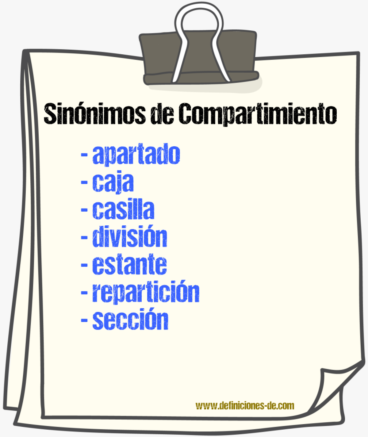 Sinnimos de compartimiento