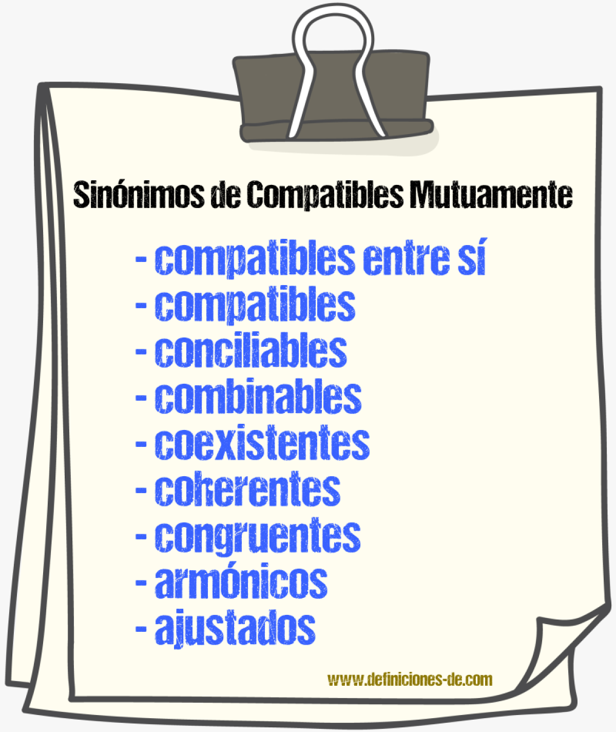 Sinónimos de compatibles mutuamente