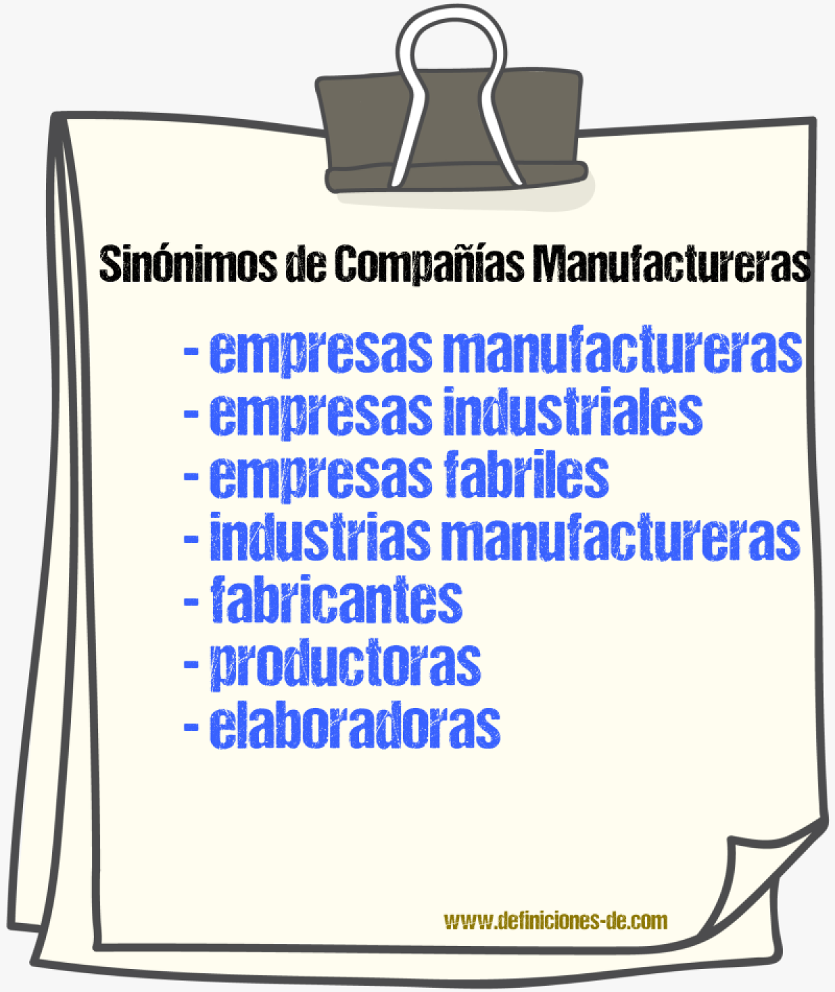 Sinónimos de compañías manufactureras