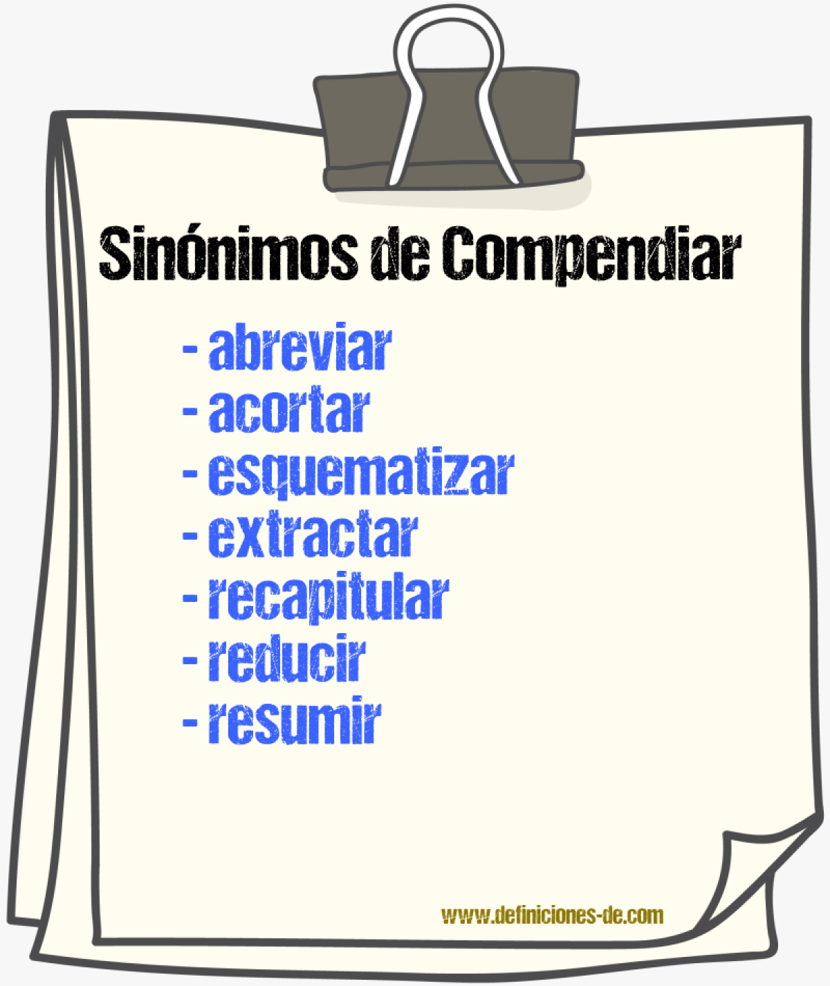 Sinnimos de compendiar