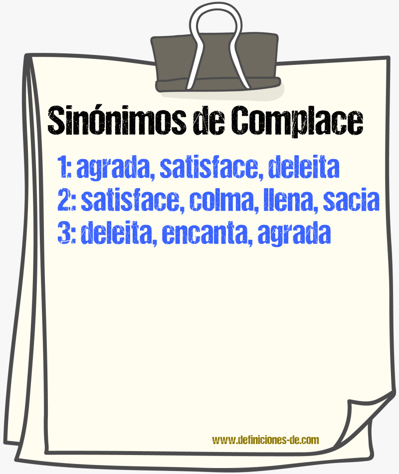 Sinónimos de complace