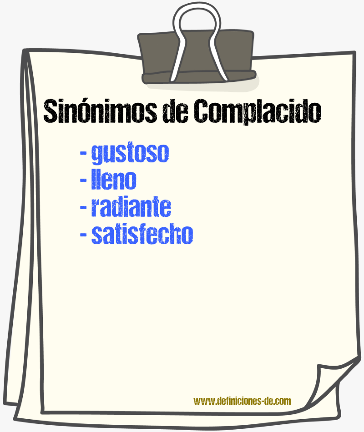 Sinnimos de complacido