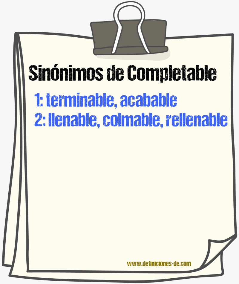 Sinónimos de completable