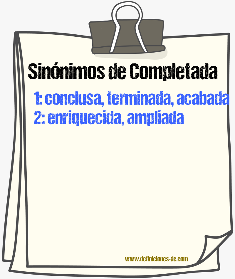 Sinónimos de completada