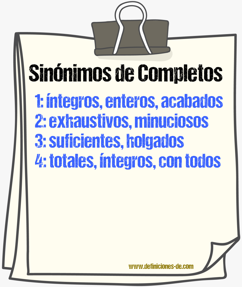 Sinónimos de completos