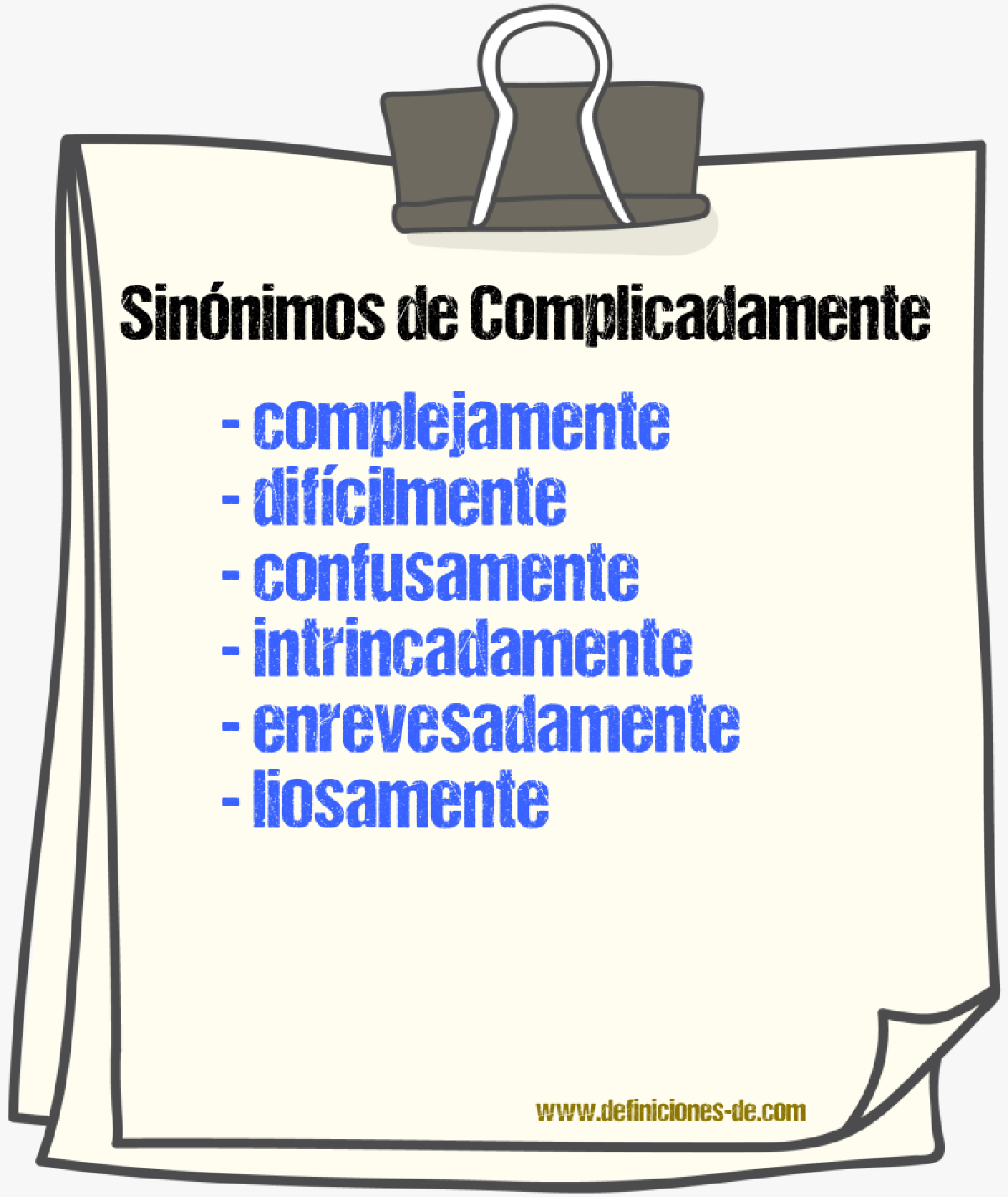 Sinnimos de complicadamente