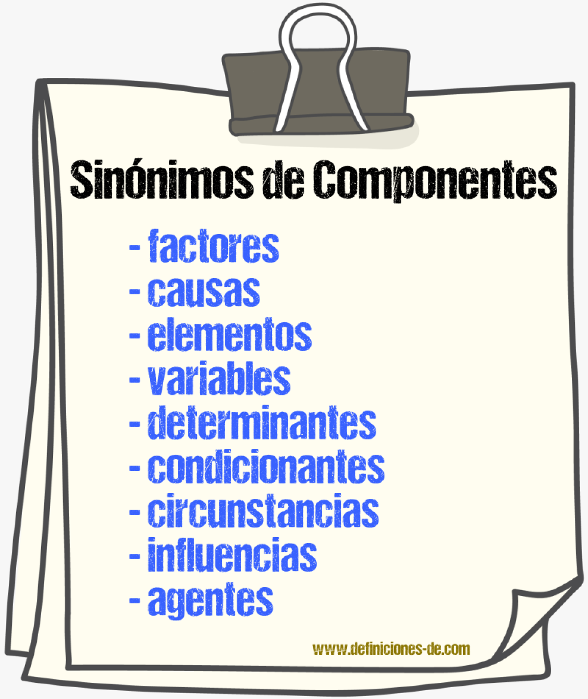 Sinónimos de componentes