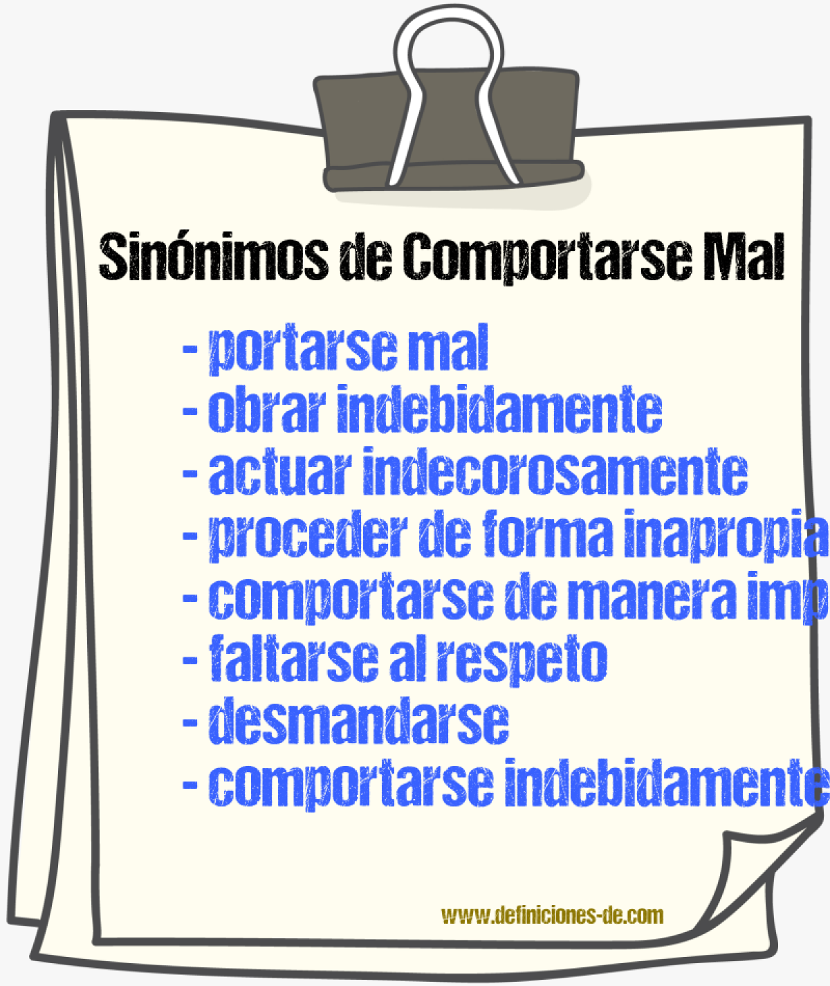 Sinónimos de comportarse mal