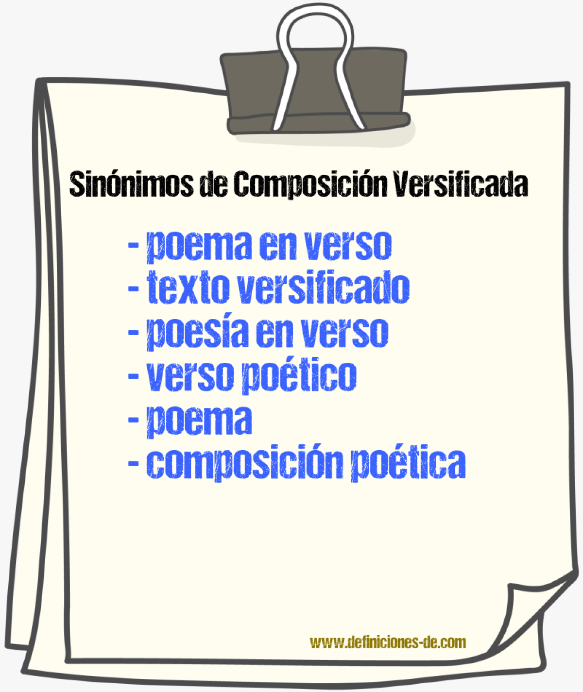 Sinónimos de composición versificada