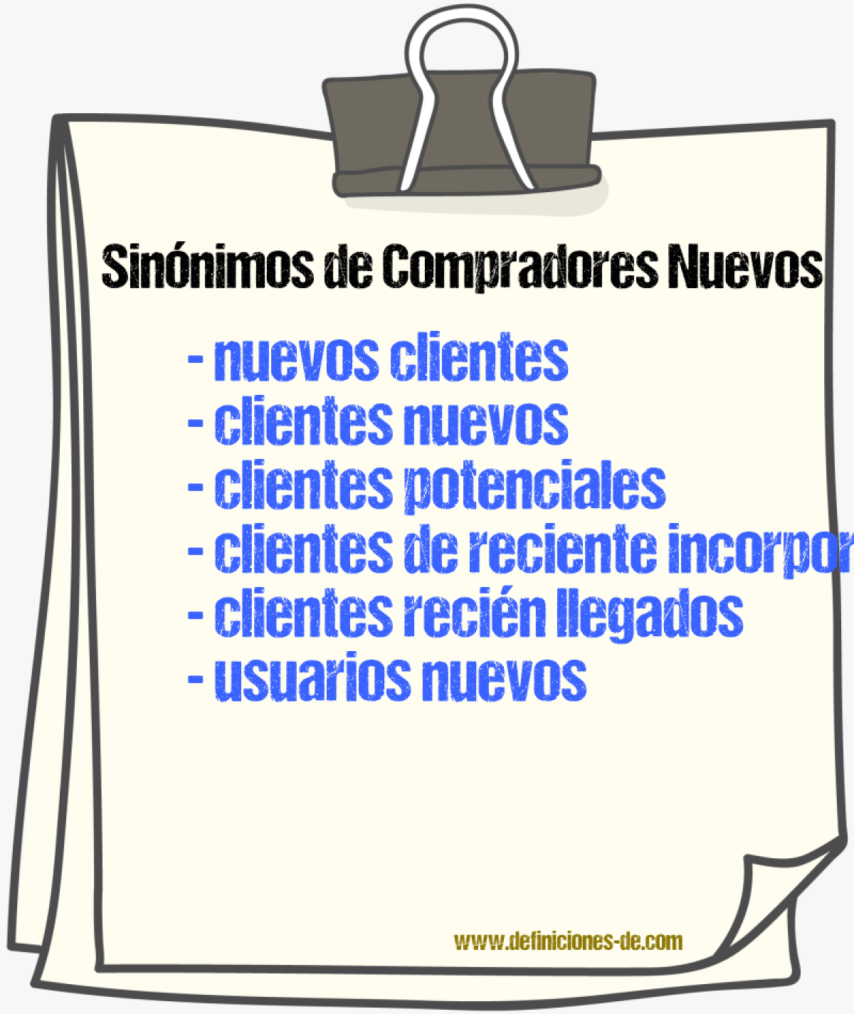 Sinónimos de compradores nuevos