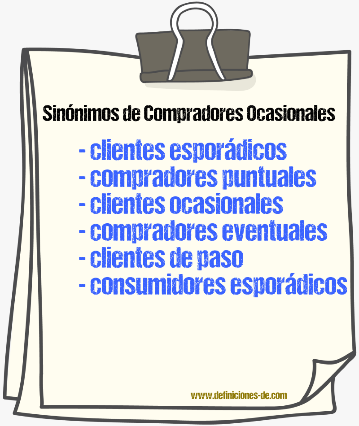 Sinónimos de compradores ocasionales