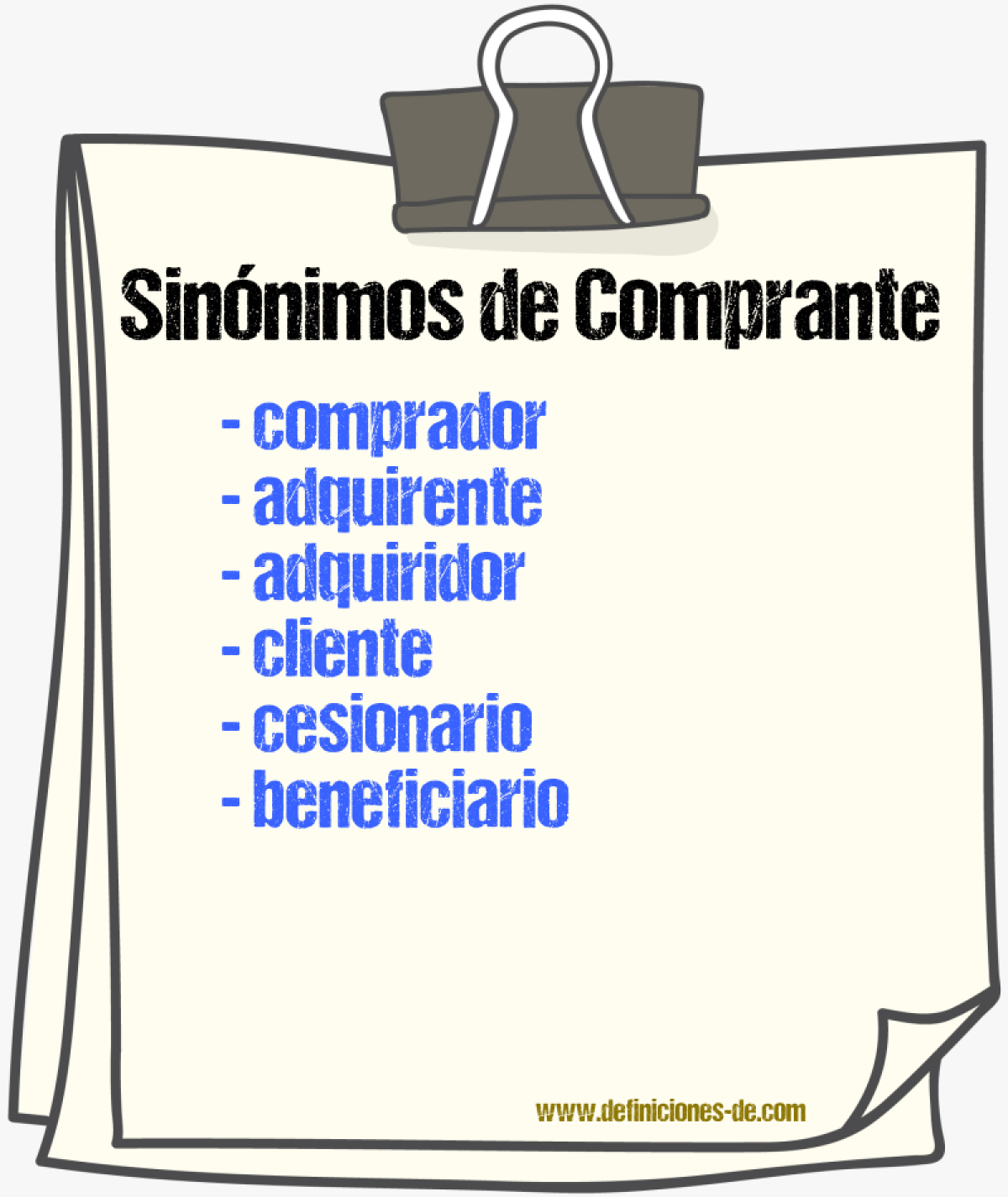 Sinónimos de comprante