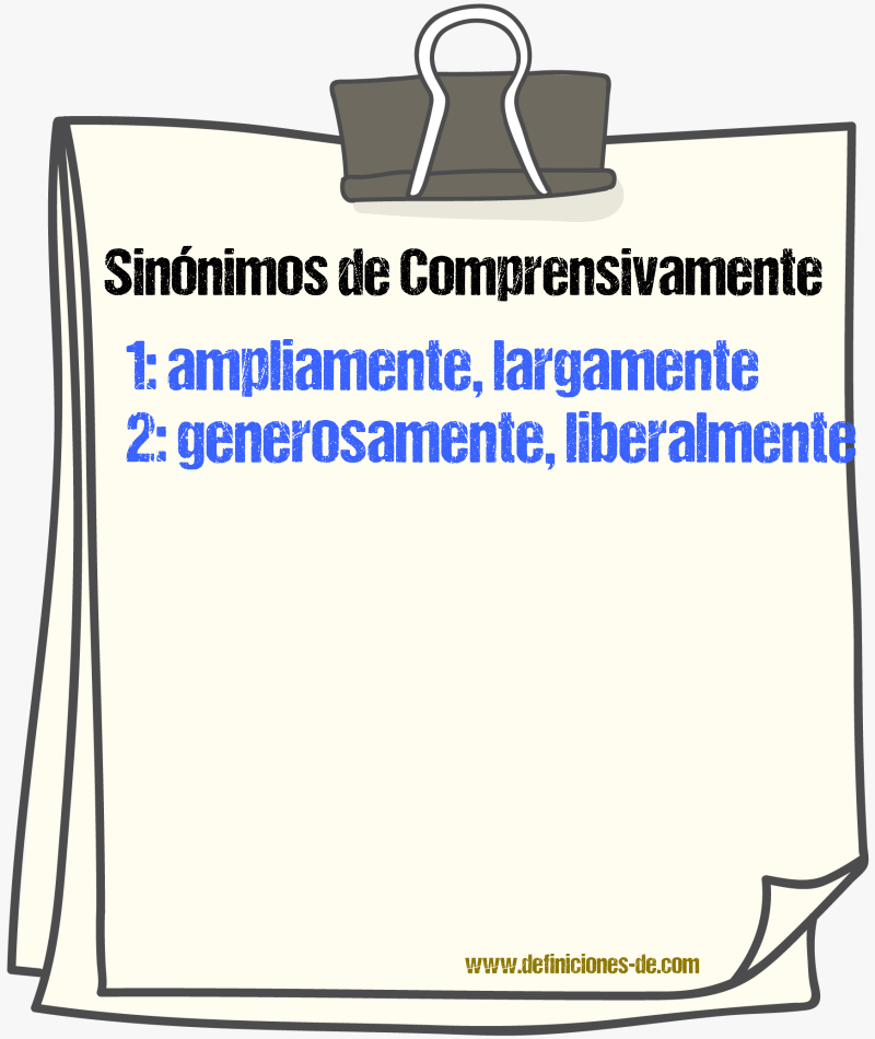 Sinnimos de comprensivamente