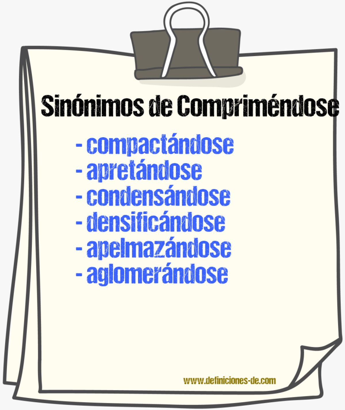 Sinónimos de compriméndose
