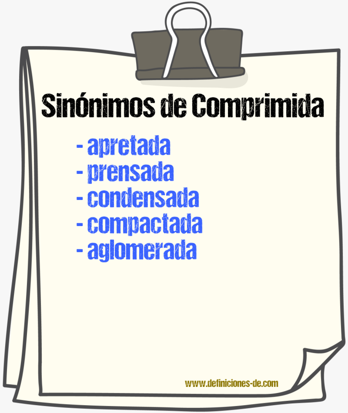 Sinónimos de comprimida