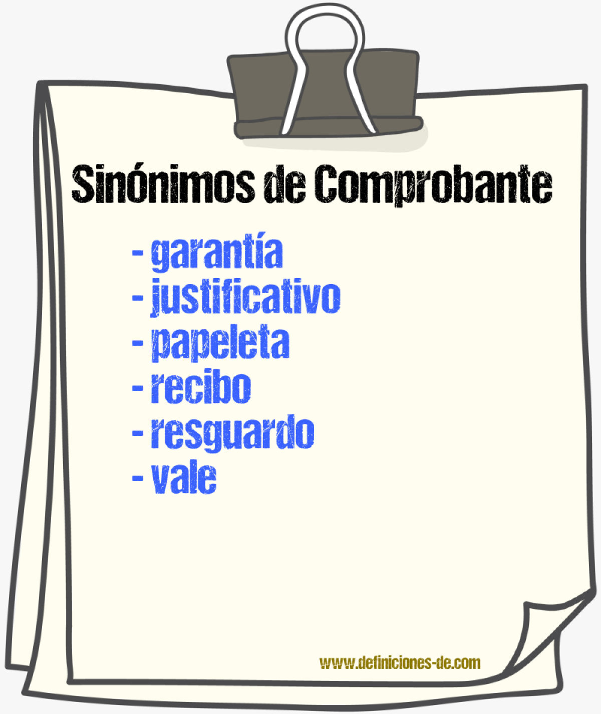 Sinnimos de comprobante