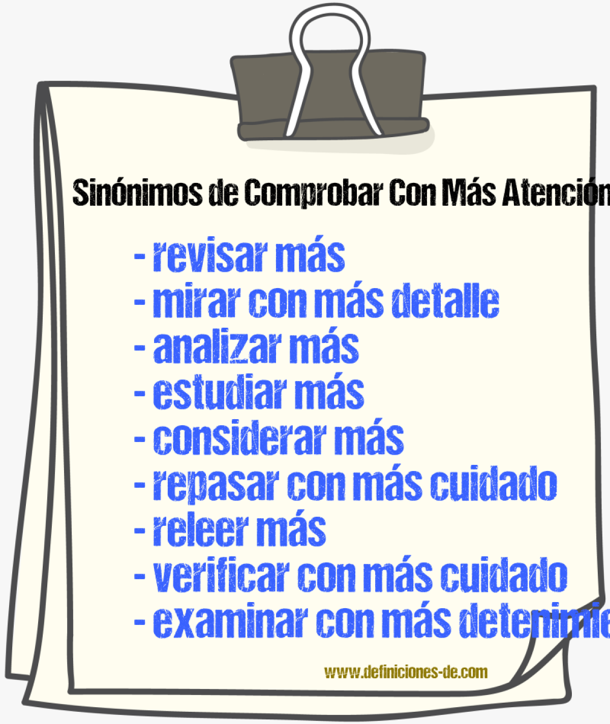 Sinónimos de comprobar con más atención